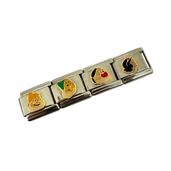 NWT 9mm Y2K VTGDisney Snow White & Dwarfs Silver Stainless Steel Italian Charms - Picture 1 of 1